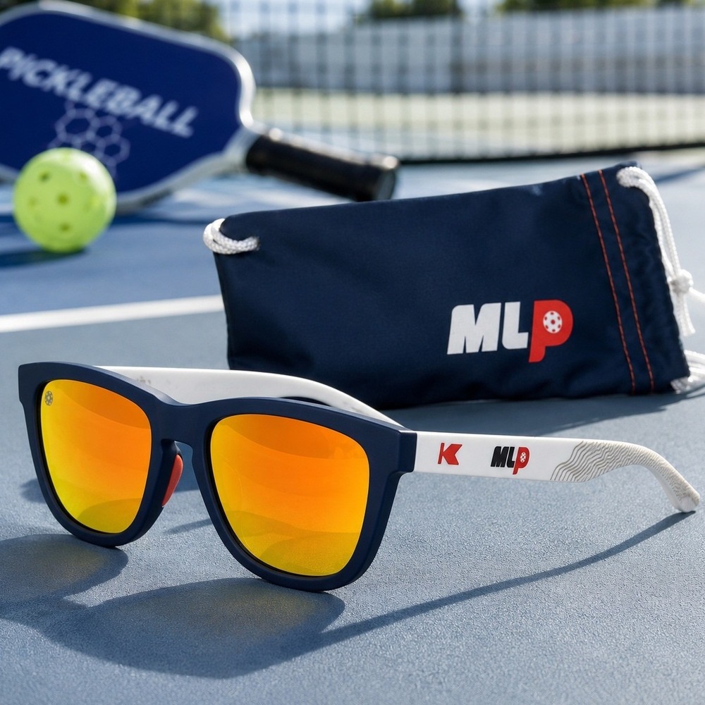 Knockaround Premiums Sport MLP Pickleball Polarized Sunglasses Navy White Pouch